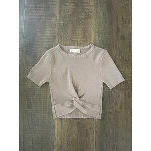 Altar'd State Ribbed Twist Front Short Sleeve Crop Top‎